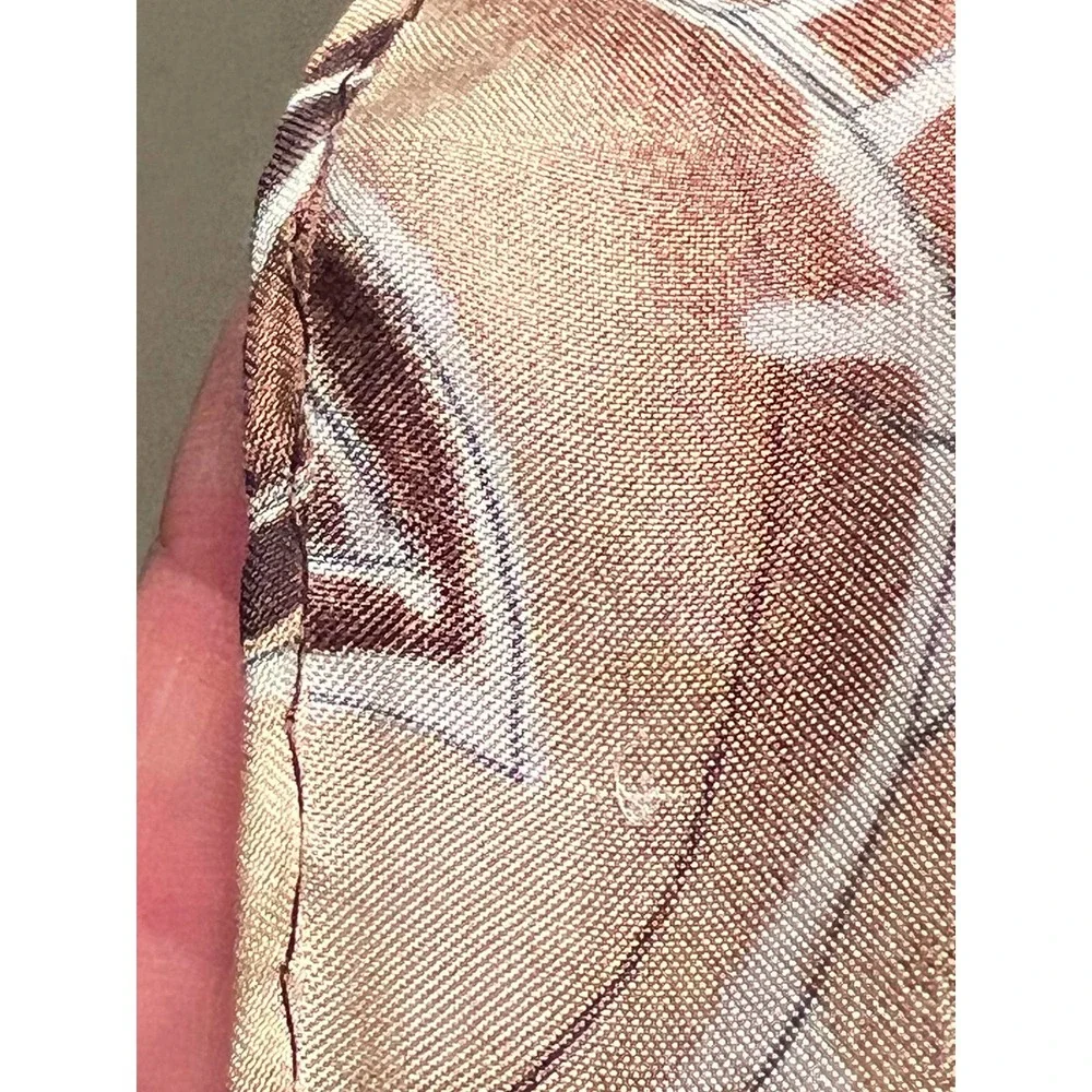 Vintage Sheer Brown Rose Scarf Long Floral Oblong Made in Korea